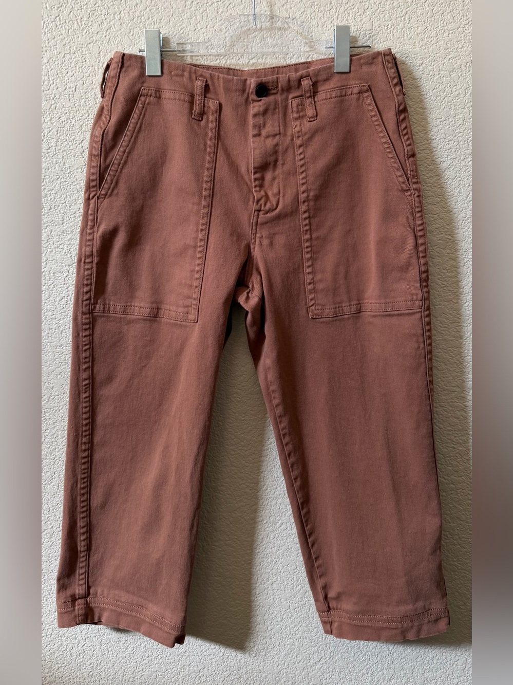 Everlane Women’s 10 Utility Straight Crop Pant Rosewood Brown Organic Cotton 23”